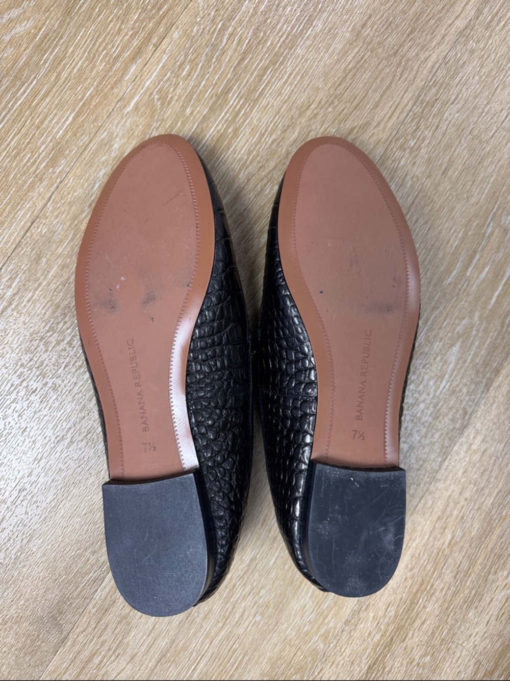 Banana Republic Demi Black Croc Leather Loafers Slip On Smoking Slipper Flats - Picture 7 of 8